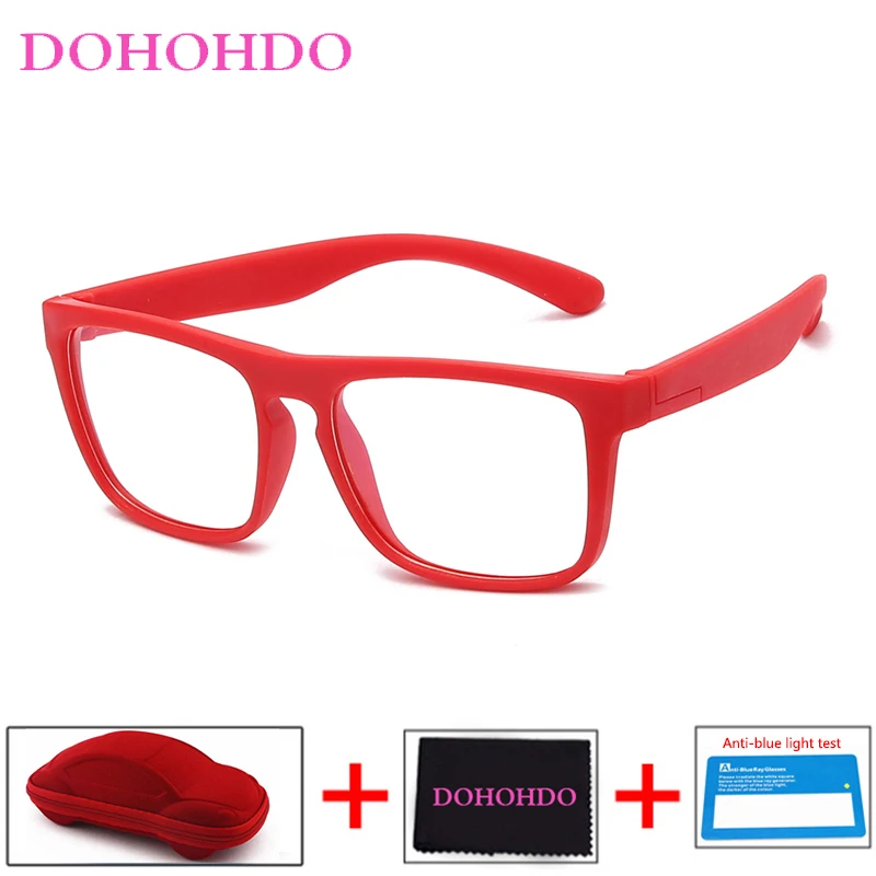 DOHOHDO Kids Blue Light Glasses Silicone Flexible Children Eyeglasses Boys Girls Optical Frame Computer Transparent Eyewears