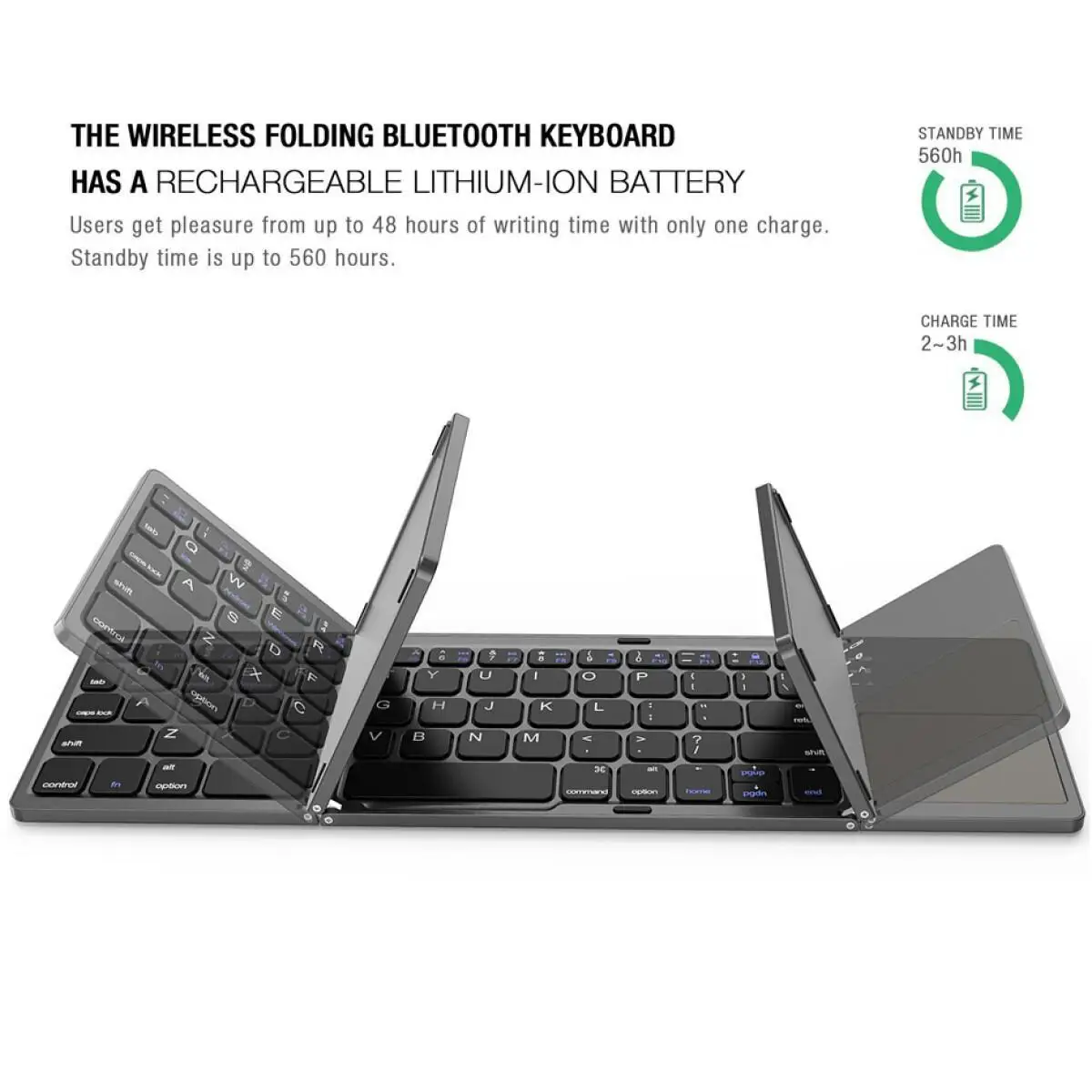 MIUCDA-teclado inalámbrico plegable, portátil, recargable, con Bluetooth, panel táctil Universal, adecuado para Windows,Android,iOS,iPad