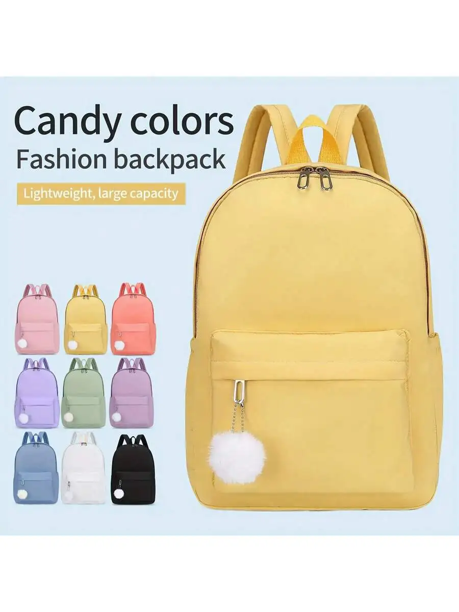 

Large Capacity Candy Color Fashion Backpack Lightweight Double Shoulder Bag For Daily Commute Travel