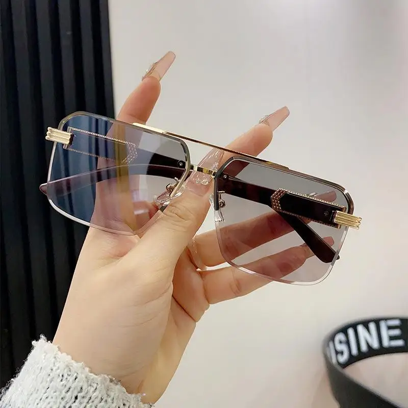 بدون شفة مربع النظارات الشمسية النساء للجنسين الخشب الحبوب المعابد الصيف موضة الإناث ظلال الذكور نظارات شمسية UV400 التدرج H4S2