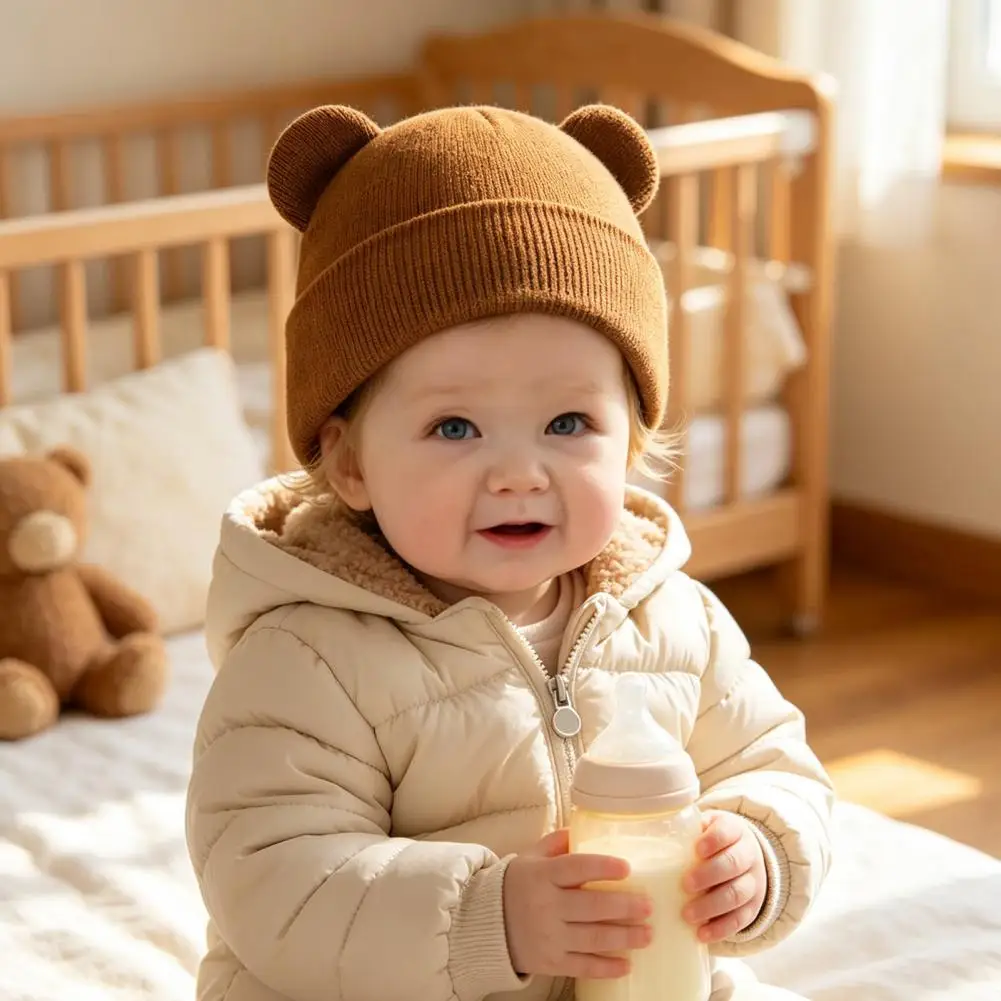 0-3year Baby Knitted Hat Kids Solid Color Woolen Pullover Cap Boys Girls Infant Winter Warm Beanies Basic Toddler Crochet Bonnet