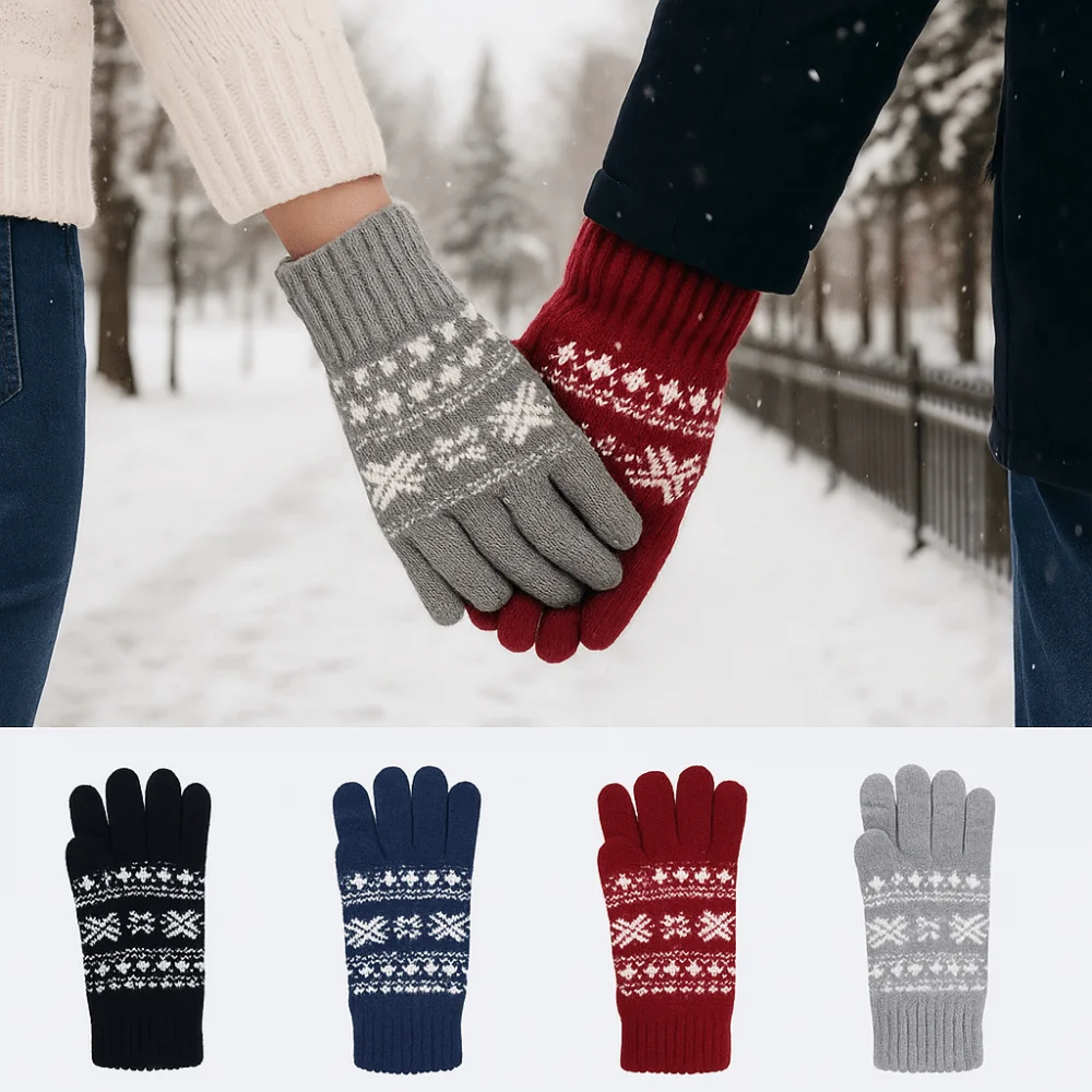 

Сенсорный экран ‌ Вязаные перчатки с длинными пальцами, утолщенные зимние флисовые вязаные перчатки, утепленные теплые рождественские жаккардовые перчатки ‌ ‌ Студент