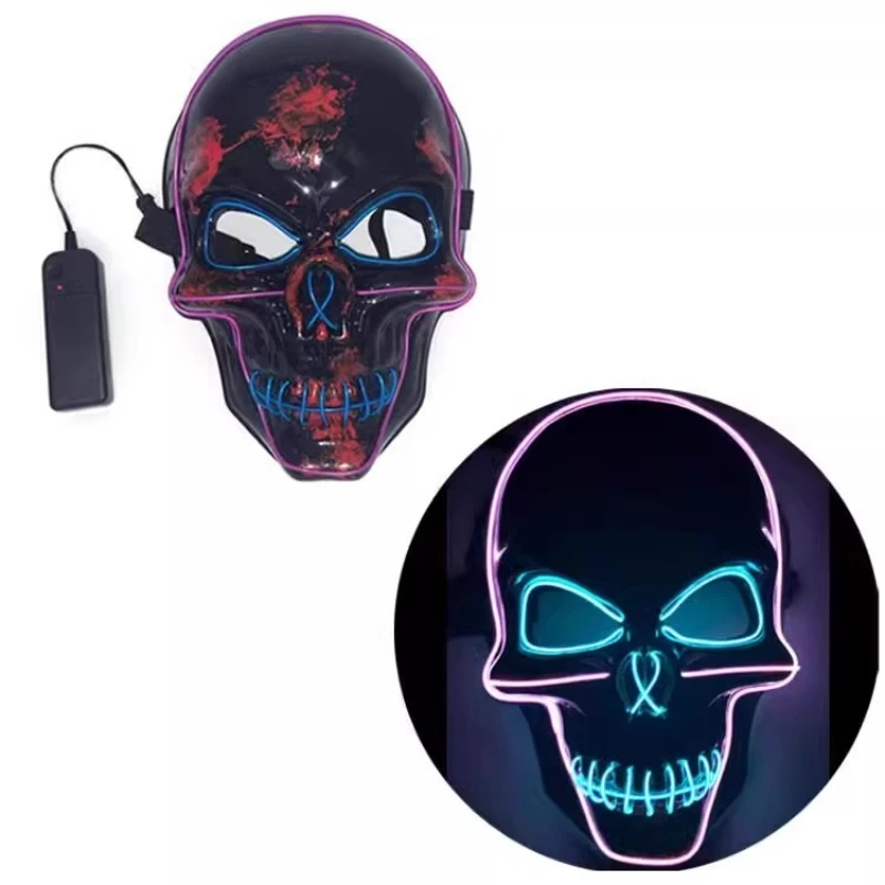 LED 발광 마스크 바 파티 호러 분위기 공연 짜증나는 발광 해골 마스크 할로윈 콜드 글로스 마스크
