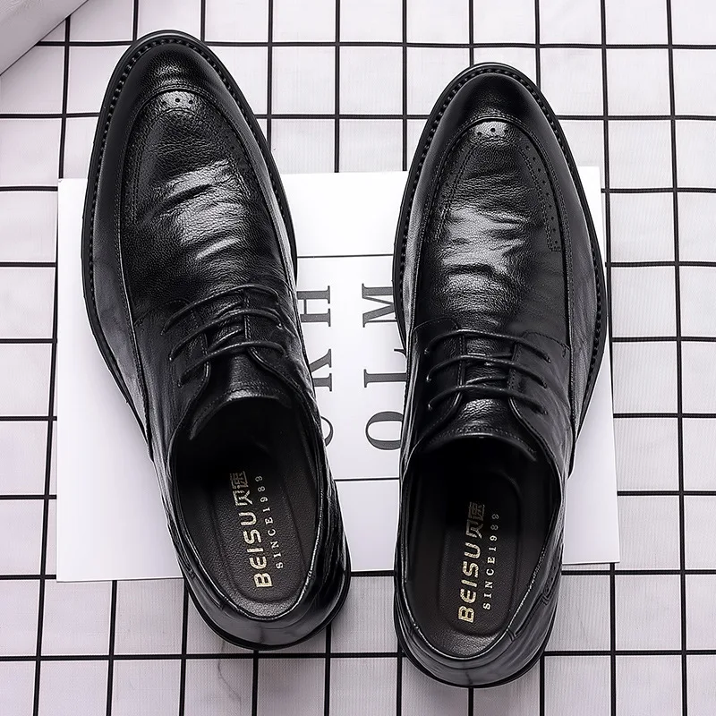 Casual Men’s Oxford Shoes Trend Leather Brogue Dress Shoes Classic Business Formal Shoes for Man Handcrafted Mocassin Homme