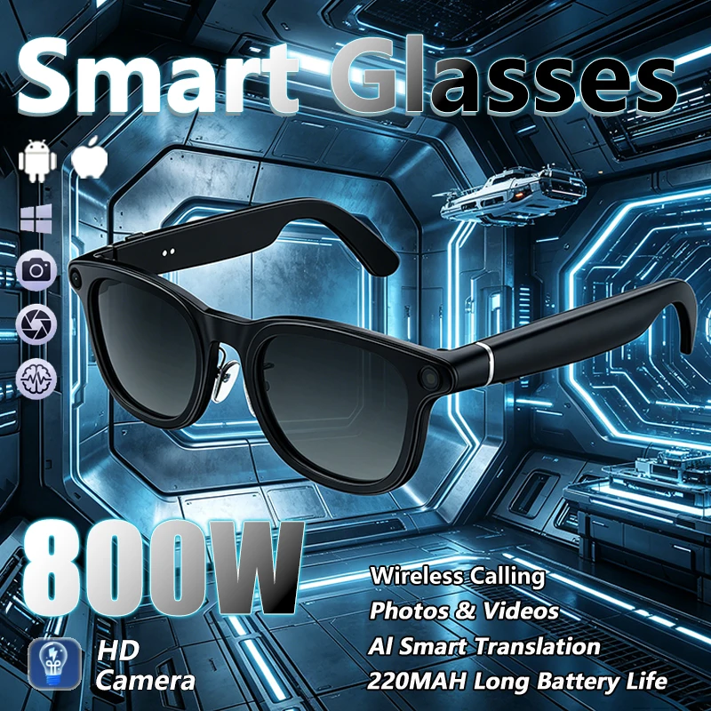 

Новые умные очки 2026 года с ИИ для ответов на вопросы, HD-камерой 800 МП, записью фото и видео, функцией перевода, музыкой и Bluetooth-звонками