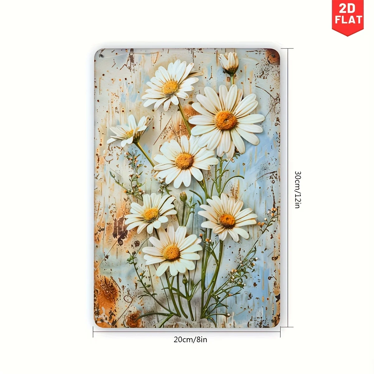 2D Flat Creative Daisy Vintage Metal Tin Sign, Fun Plants And Flowers Wall Art Decoration, Sports Bar Cafe Garage Tin Painting,
