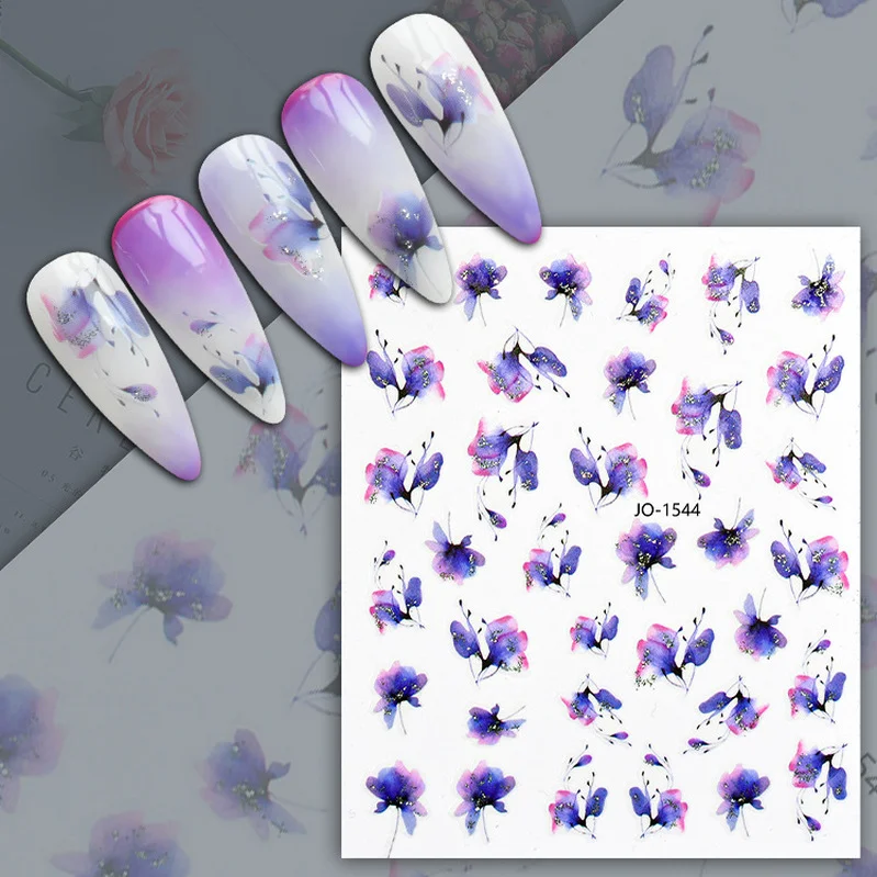 Autumn Flowers Leaves Line Patter Halloween Nails Sticker Nail Art Decorations Decals Slider Foil Manicures Nail Wraps