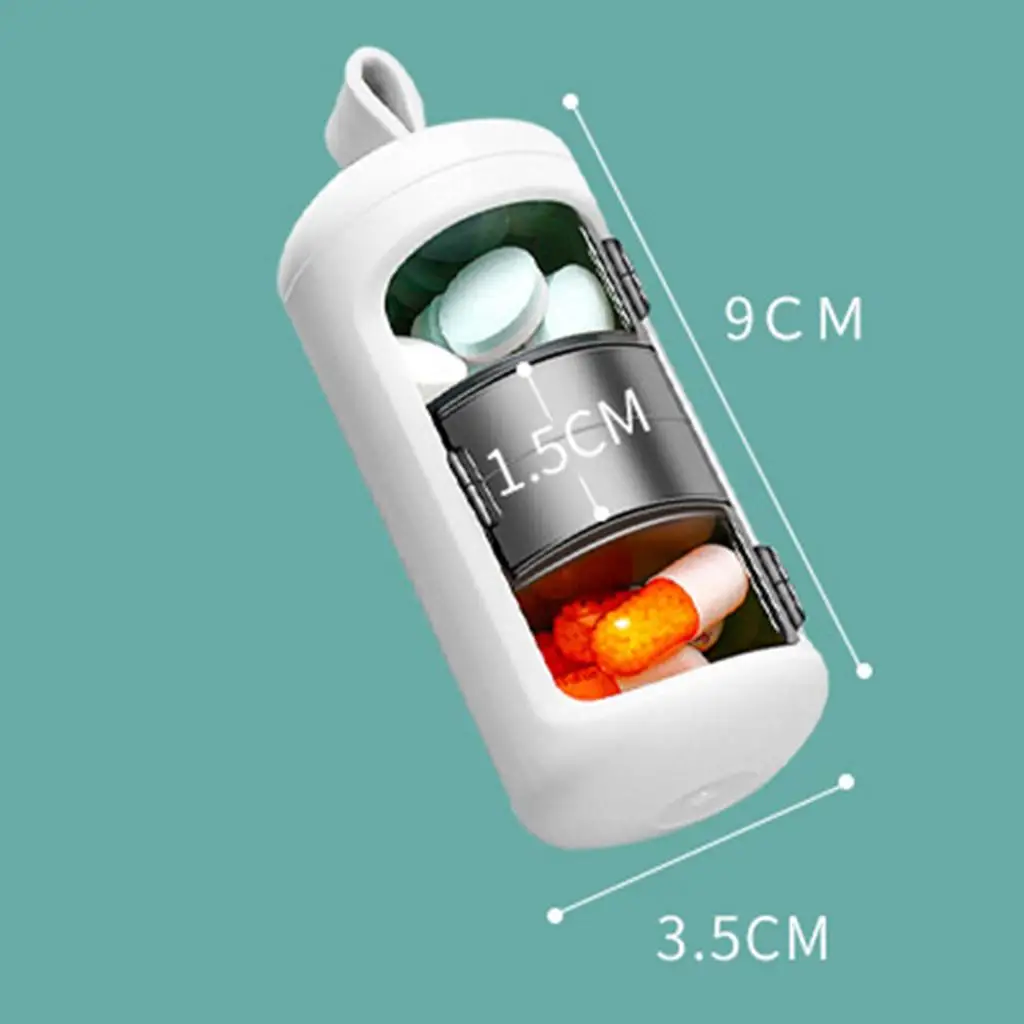4xPill Organizer 3 Grid Box Pill Dispenser for Vitamin Women Men white