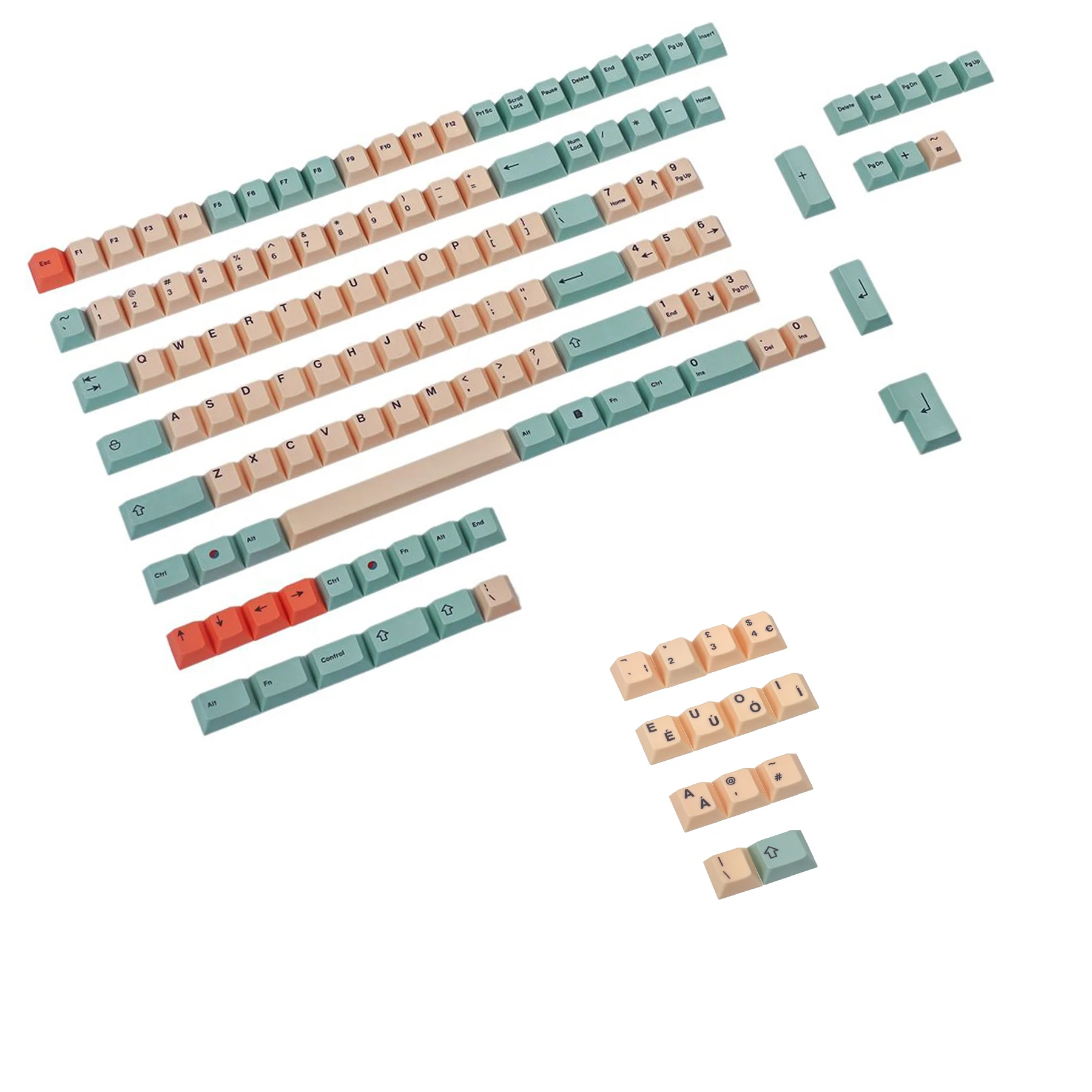 125 Hami Melon Dye-sub PBT Keycaps German Spain UK French ISO For MX Switches Keyboard 104 87 61 Filco YMD96 KBD75 FC980M ID80