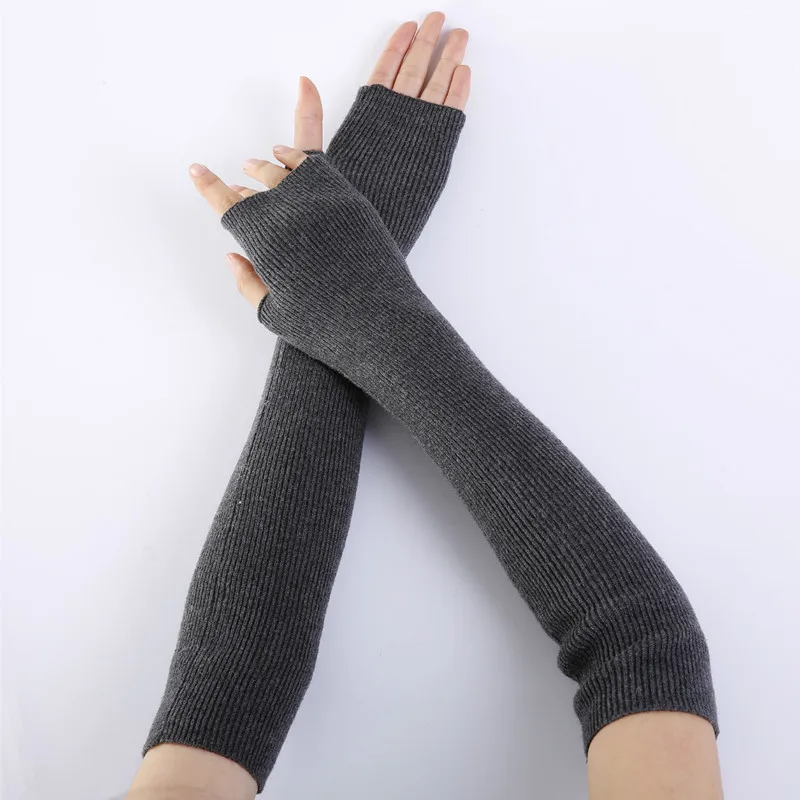 

Winter Solid Color Wool Soft Warm Gloves Half Finger Elasticity Outdoor Cuff Cover Arm Warmers Sleeve