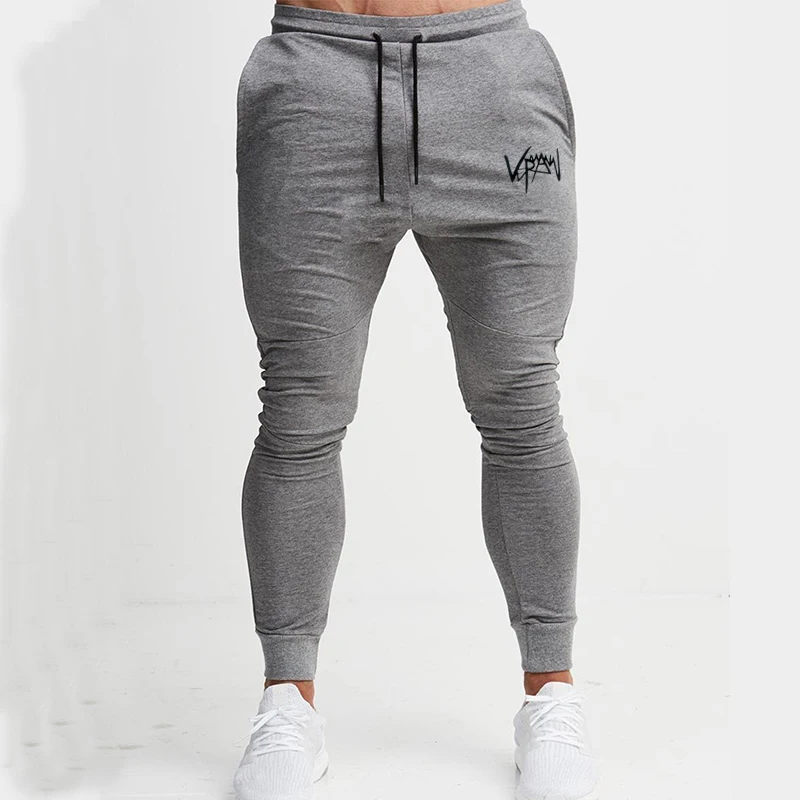 Thin sports pants, European and American men\'s new trendy brand slim fit solid color sports leggings, casual fitness cropped pan