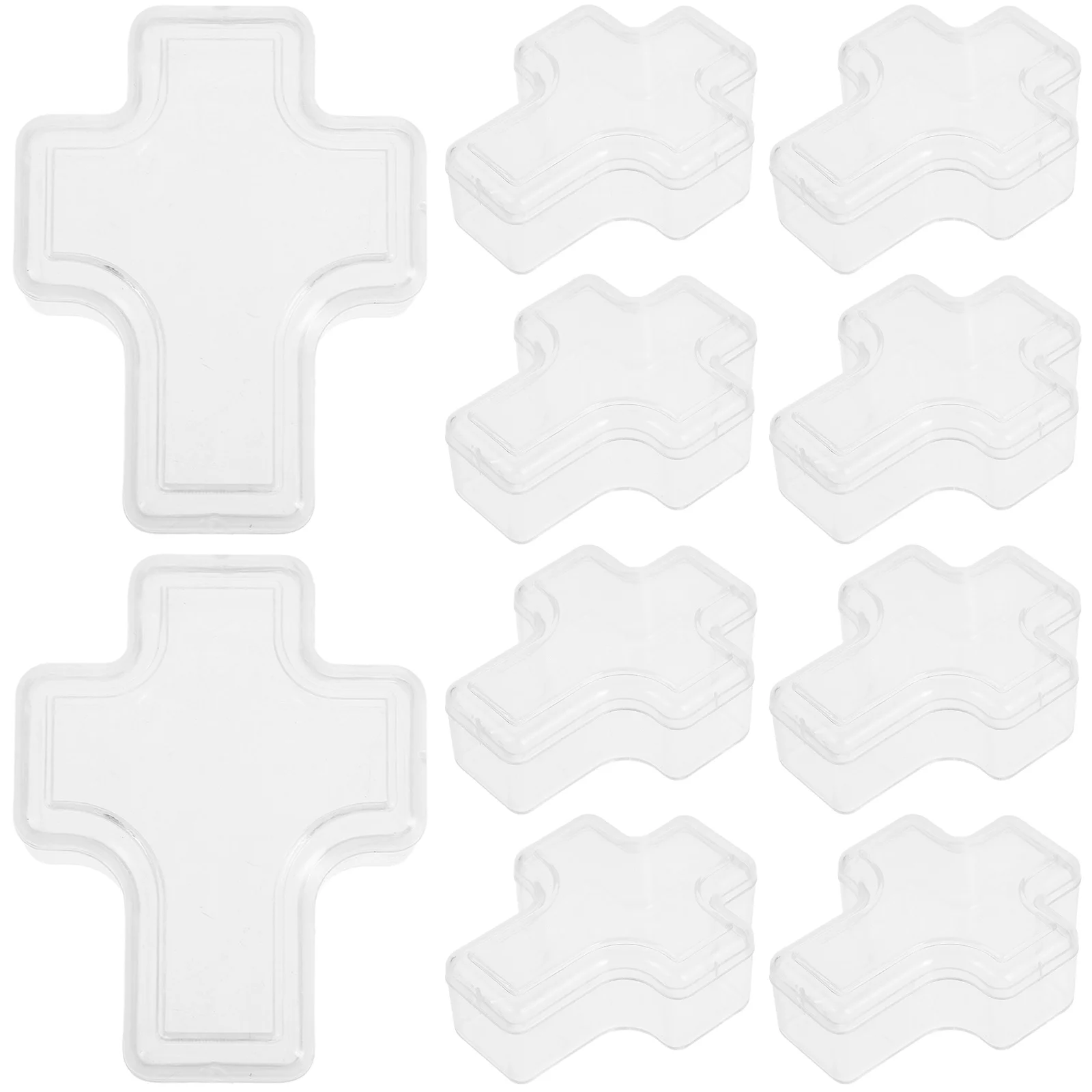 

10Pcs Transparent Cross Shaped Box Plastic Jewelry Case High Visibility Storage Container for Rings Charms Collectibles Display