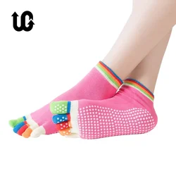 Chaussettes de Yoga antidérapantes pour femmes, 5 doigts, dos nu, en coton et Silicone, hiver