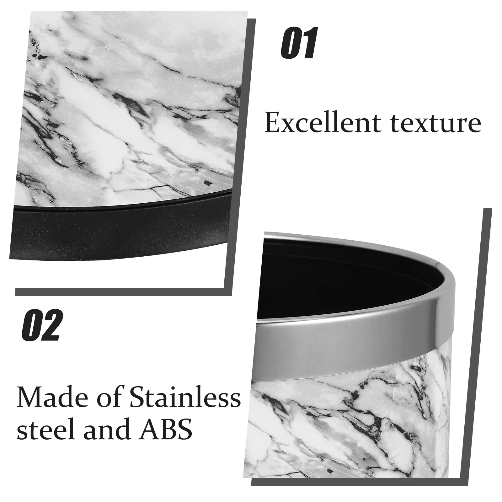 

White Marble Trash Can Large Marble Texture Waste Bin For Bathroom Living Room Office Dorm Home Garbage Container