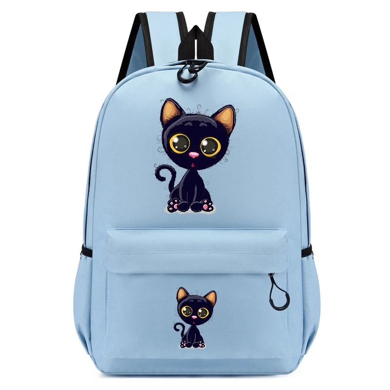 Zwarte Kitten Print Schooltassen Voor Student Kinderen Rugzak Anime Cartoon Kid Kind Rugzak Schooltas Kleuterschool Bagpack