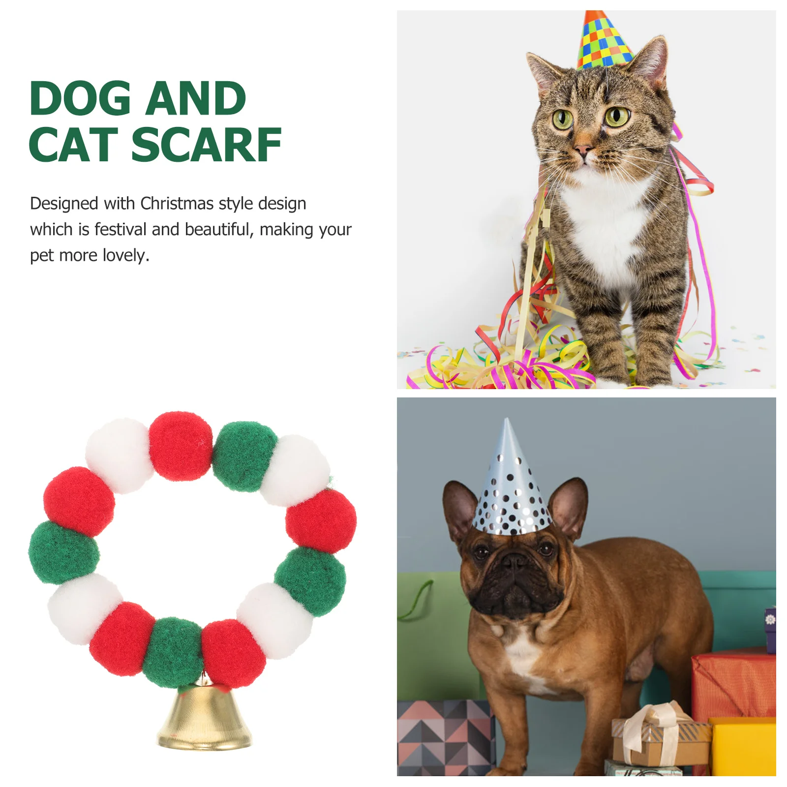 

Adorable Christmas Pet Collar Soft Elastic Design for Puppy Kitten Holiday Party Outfit Dog Cat Neckwear Xmas Gift