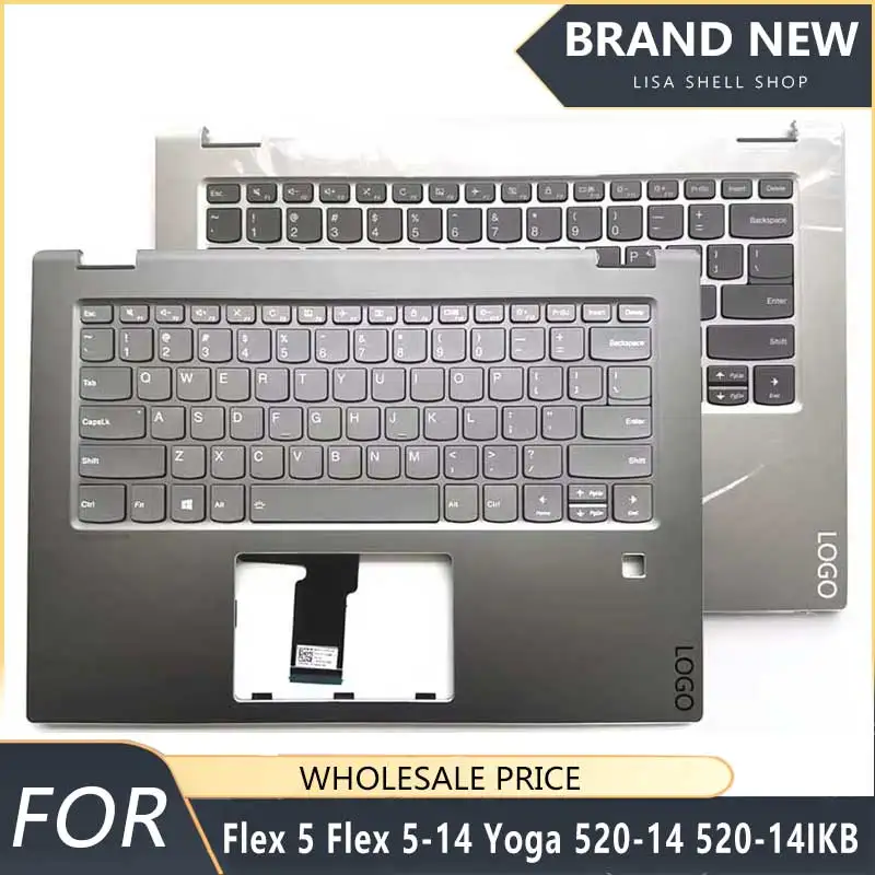 

Новый чехол для ноутбука Flex 5-14 Yoga 520-14 520-14IKB, верхняя крышка для упора для рук, корпус C с клавиатурой с подсветкой в США