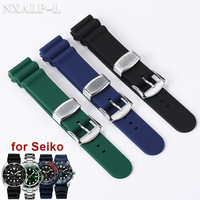 20mm 22mm Watch Band for Seiko  No. 5 SKX007 SKX009 SRP777J1 Prospex Waterproof Diving Silicone Bracelet Sports Strap Metal Ring
