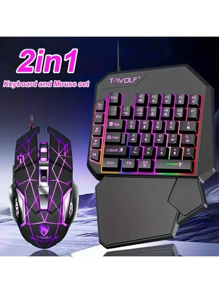 Ensemble clavier et souris 2 en 1, clavier de jeu ergonomique sans fil, rétroéclairage 7 rvb et boutons programmables pour PC/ordinateur portable