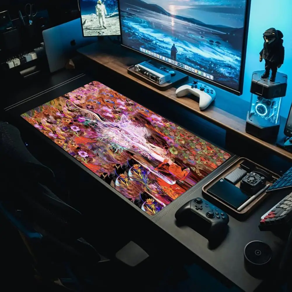 

Fantasy flower mouse pad, immersive visual feast large mouse pad rubber anti-wrinkle and non-slip bottom table mat
