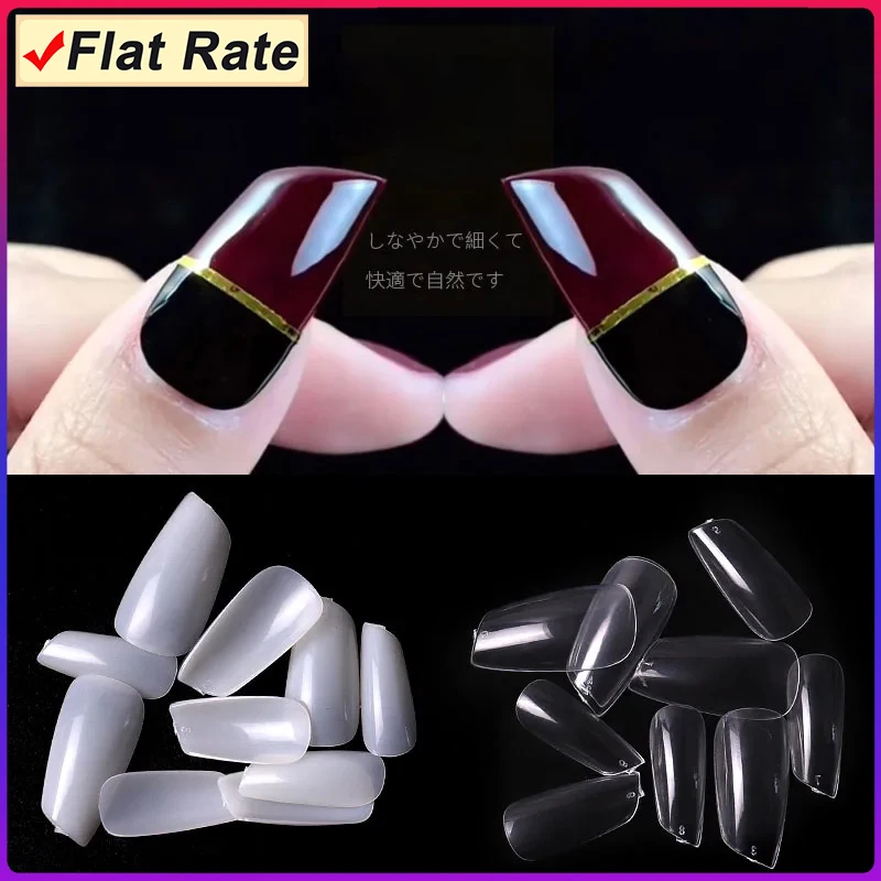 500pcs/bag Special Fake Nails Bevel Lipstick Shape False Nail Tips Full Cover Press On Nails Art Long Acrylic Nails UV Gel Tools