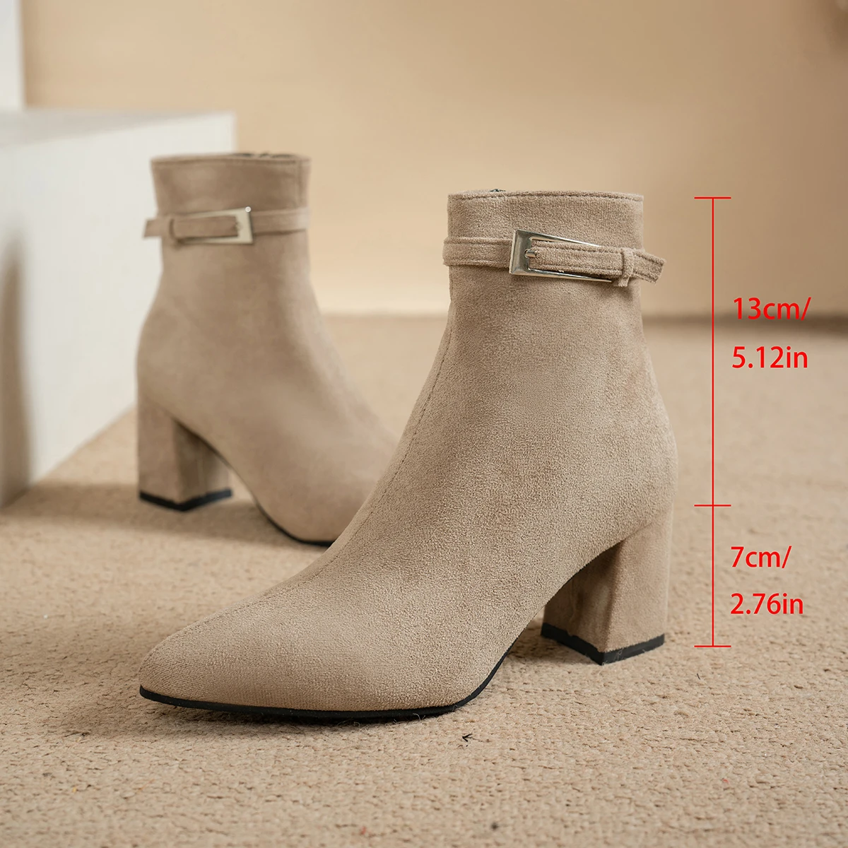 Pointed Short Boots Paired with A Qipao, Retro High-heeled Nude Boots view 5