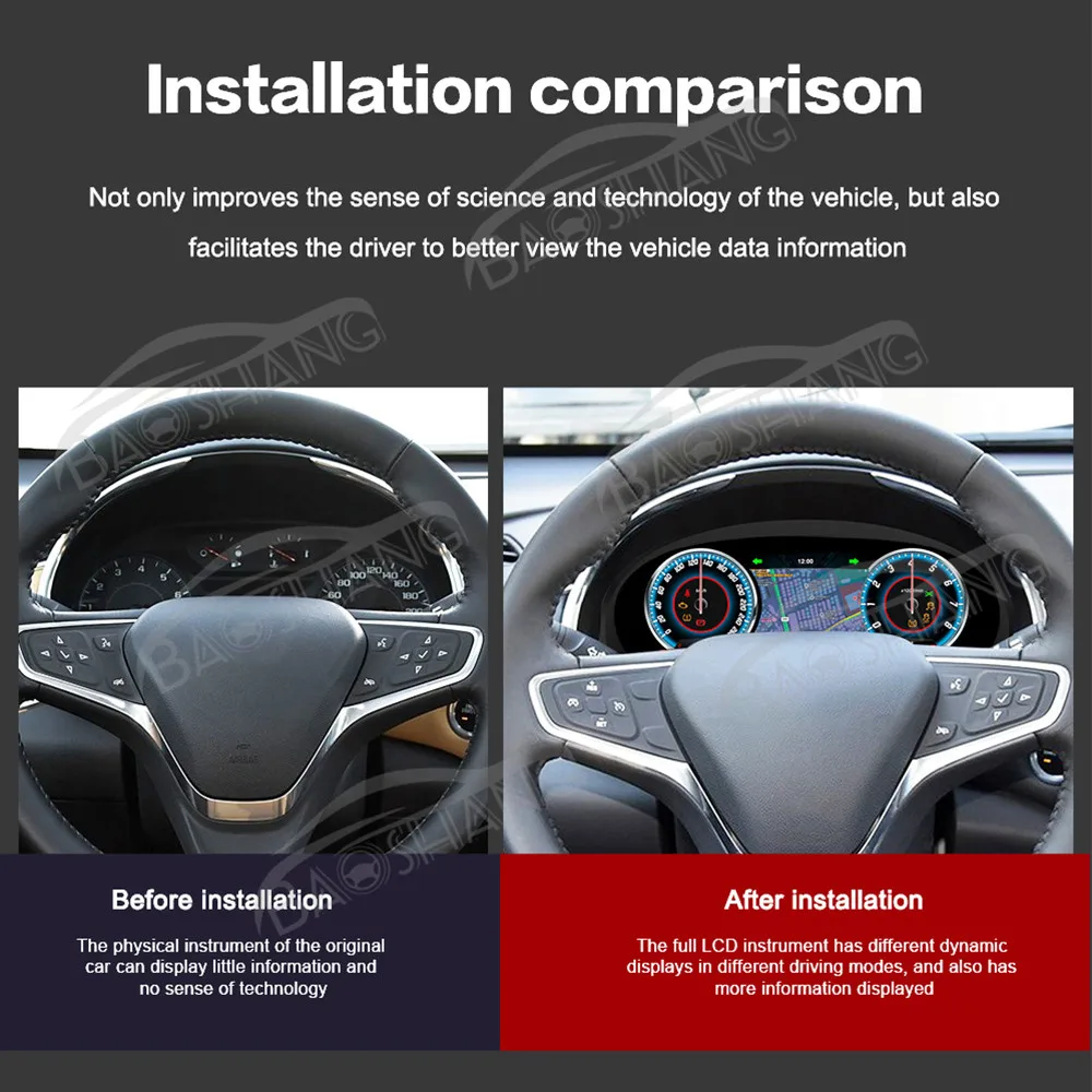 12.3 Inch Digital Cluster for Malibu XL 2015-2022 Linux Car LCD Dashboard Instrument Panel Speed Meter Cockpit Player