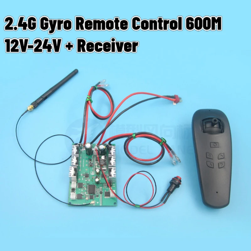 2.4g Gyro Transmitter Remote Control 600M 12V-24V Dual Motor Differential Speed Turn+Receiver for RC Model Fishing Boat Tank