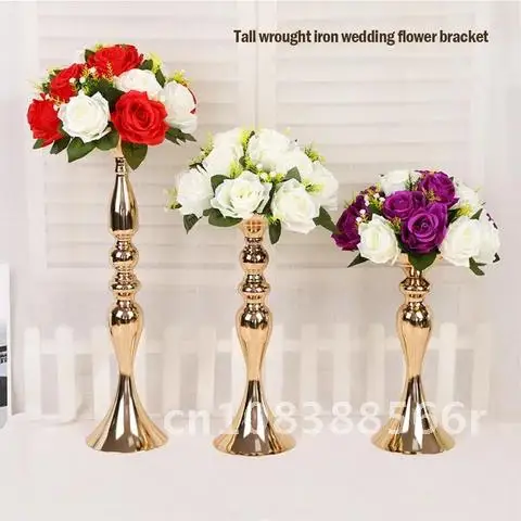 

51cm/20" Gold Candle Holders flower Vase Table Centerpiece Event Flower Rack Road Lead Wedding Decoration Metal Candlestick 1pcs
