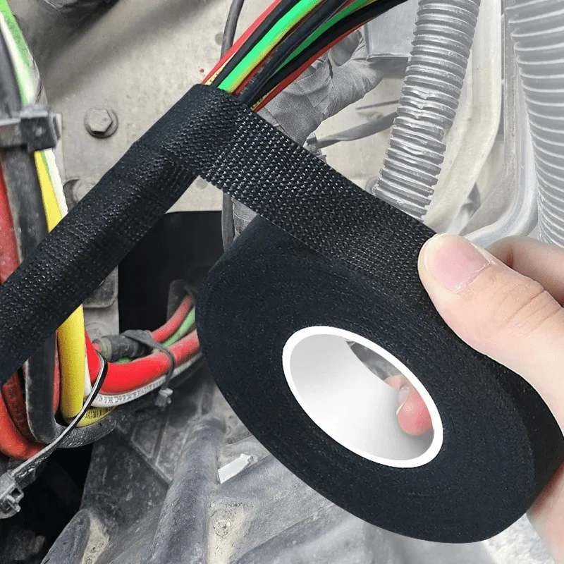 3pcs High Temperature Wire Harness Cloth Tape Automotive Cable Loom Heatproof Fabric Adhesive Tape For Engine Electrical Insulat