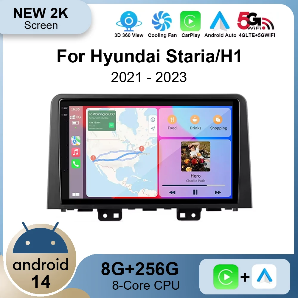 Car Radio For Hyundai Staria H1 2021 - 2023 Android Auto Carplay Video Player 4G GPS Navigation Multimedia 5G WIFI No 2din DVD