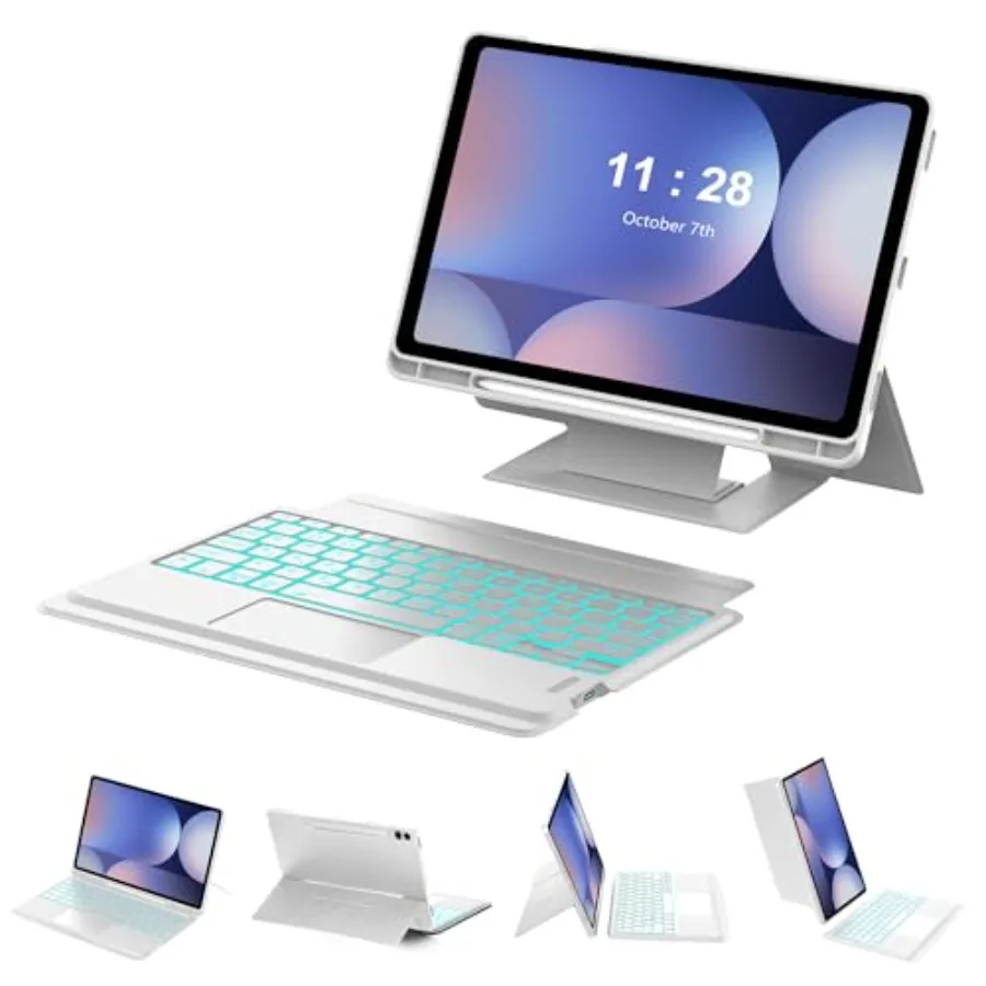 for Samsung Galaxy Tab S10+ Plus/S9+ Plus/S9 FE+ Plus Case with Keyboard 12.4 Inch Raised Floating Stand for Galaxy 12.4'' 5G T