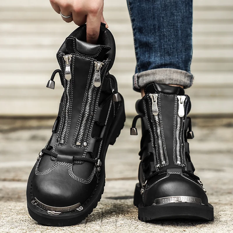 Men's Casual Shoesthick Bottom Lace-up Workwear  Shoes Men for Work Outdoor Men's Shoe High Quality Autumn Winter Hiking Boots