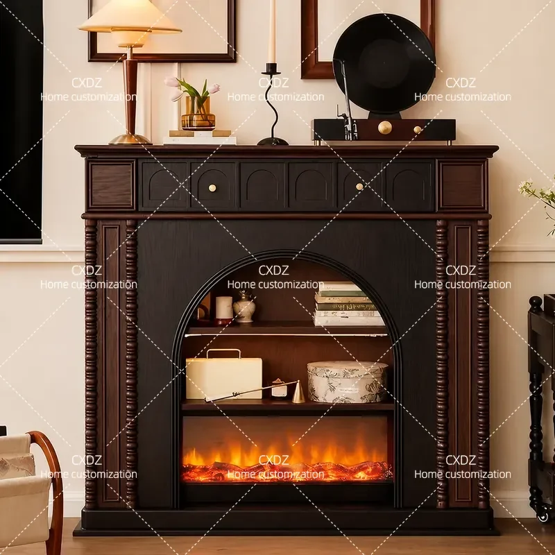 French retro fireplace decorative cabinet fireplace rack B & B simulation flame living room American entrance