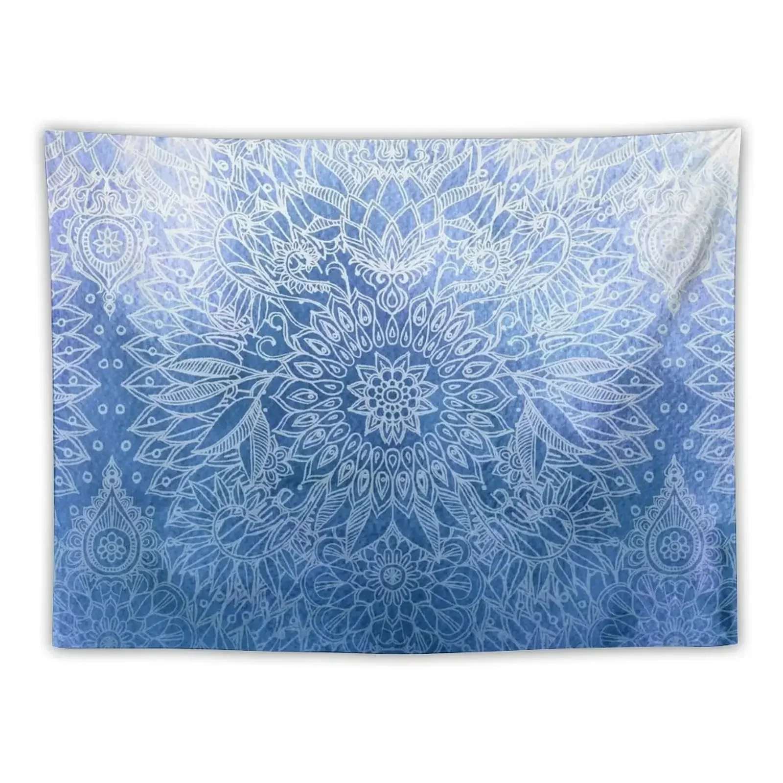 

Enchanted Indigo - watercolor + doodle Tapestry Outdoor Decor Wall Deco Living Room Decoration Tapestry