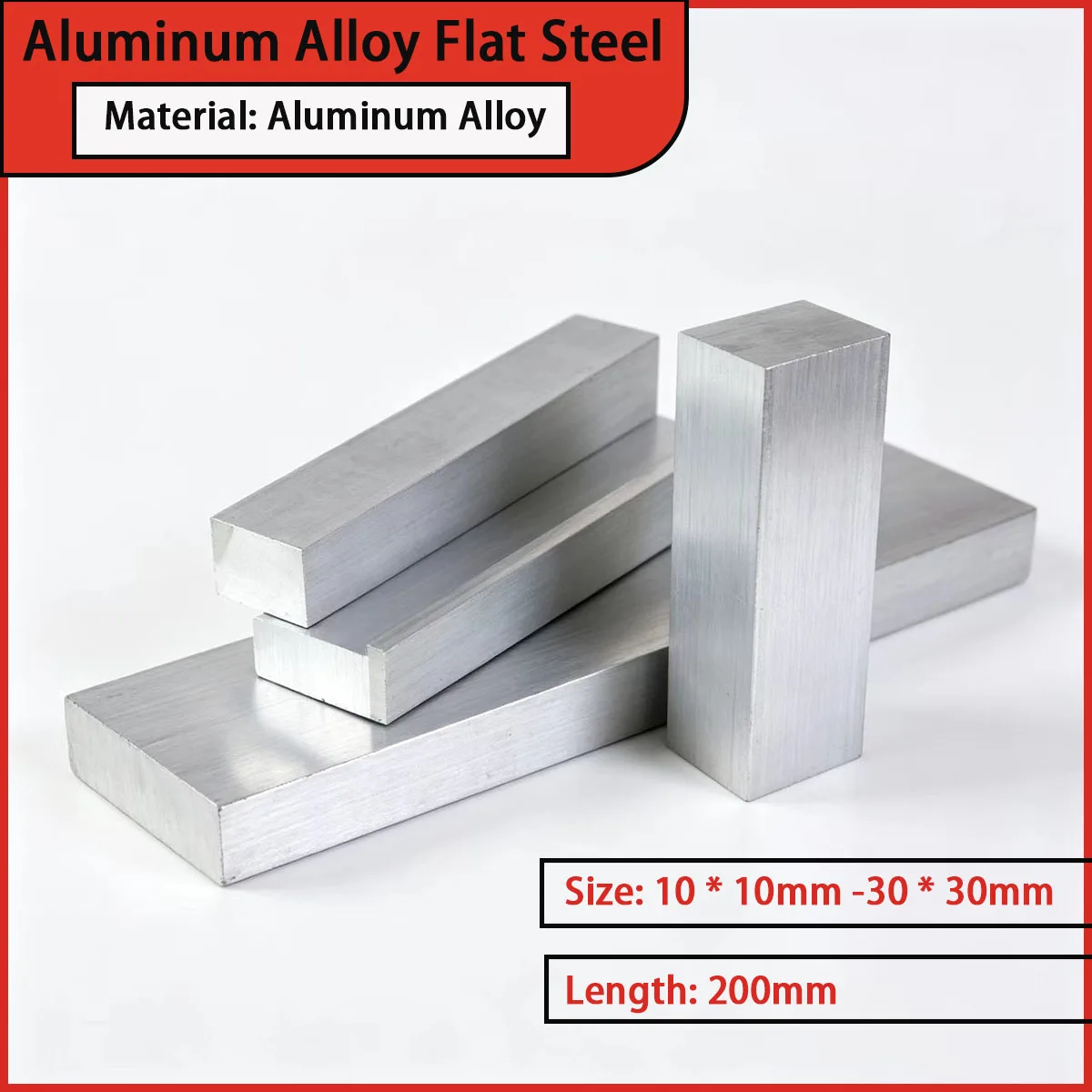 Aluminum alloy flat steel with dimensions of 10 * 10mm to 30 * 30mm is used for equipment brackets, tooling frames, etc