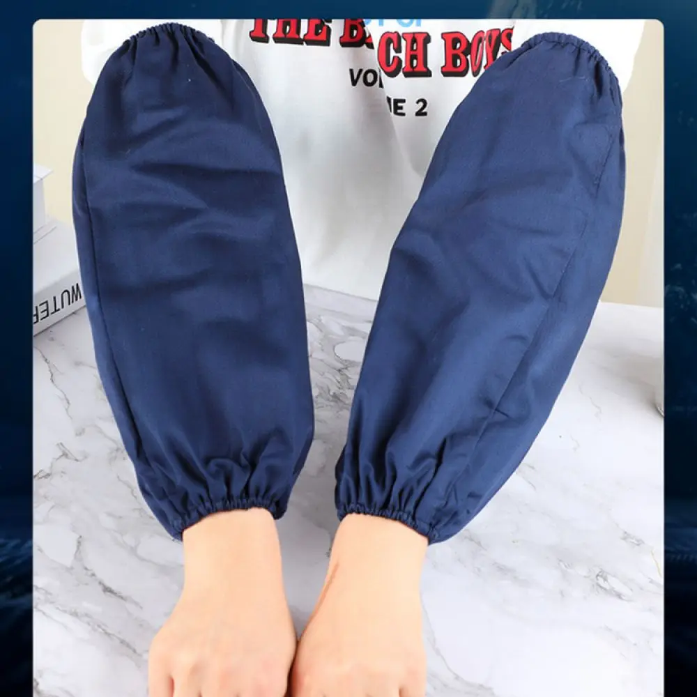 Heavy Duty Denim Protective Arm Sleeves Wear Resistant Work Oversleeves Elastic Cuff For Welding Industrial Safety Cleaning