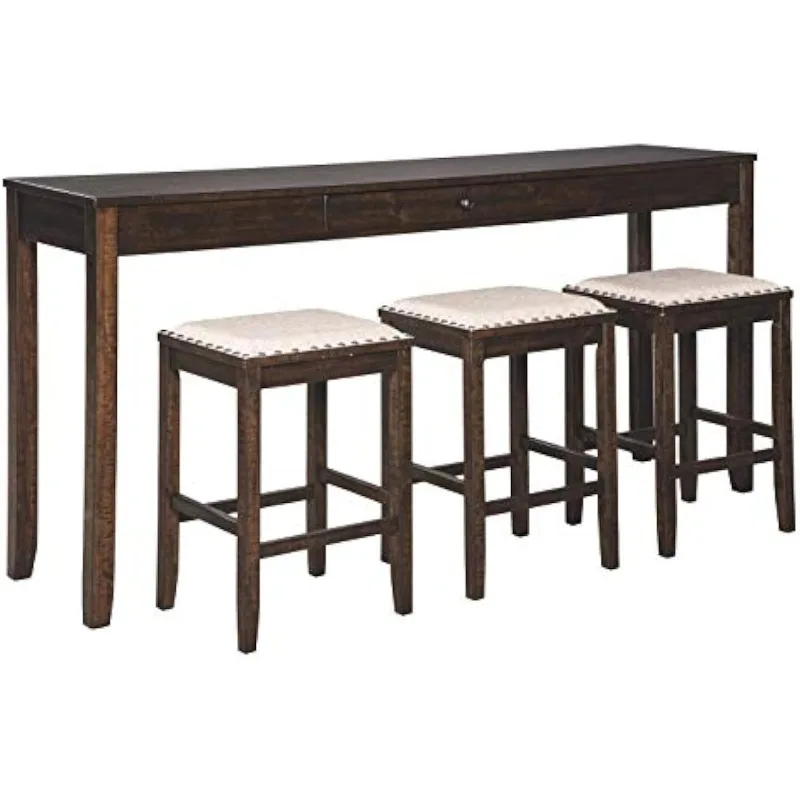 

Farmhouse 25" Counter Height Dining Room Table Set with 3 Bar Stools, Brown