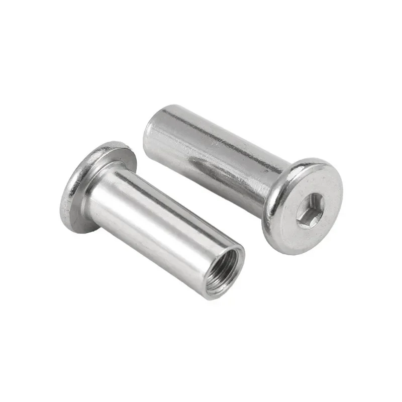M2 M3 M4 M5 M6 M8 M10 304 Stainless Large Flat Hex Hexagon Socket Furniture Rivet Connector Insert Joint Sleeve Cap Nut