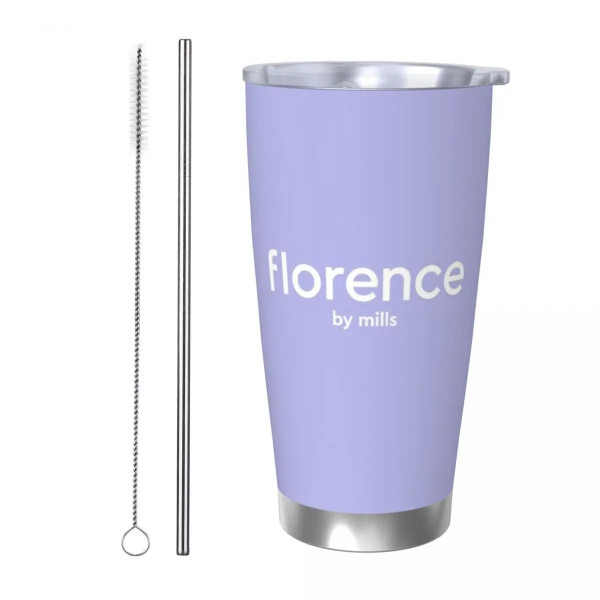 Florence By Mills Vaso de acero inoxidable Tazas aisladas al vacío Botella térmica fría Pajita con tapa 20 oz