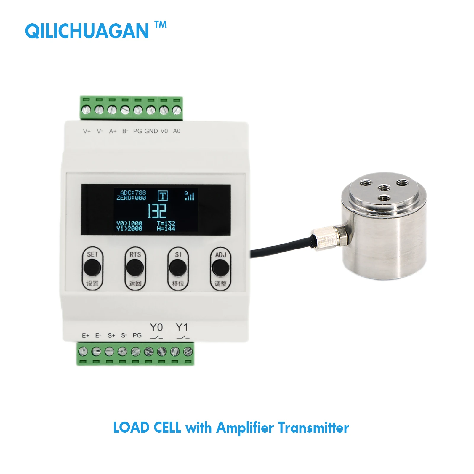 mini Load Cell + Transmitter Amplifier With Display,Test Compression Force Weight Pressure Sensor Range 5kg-200kg