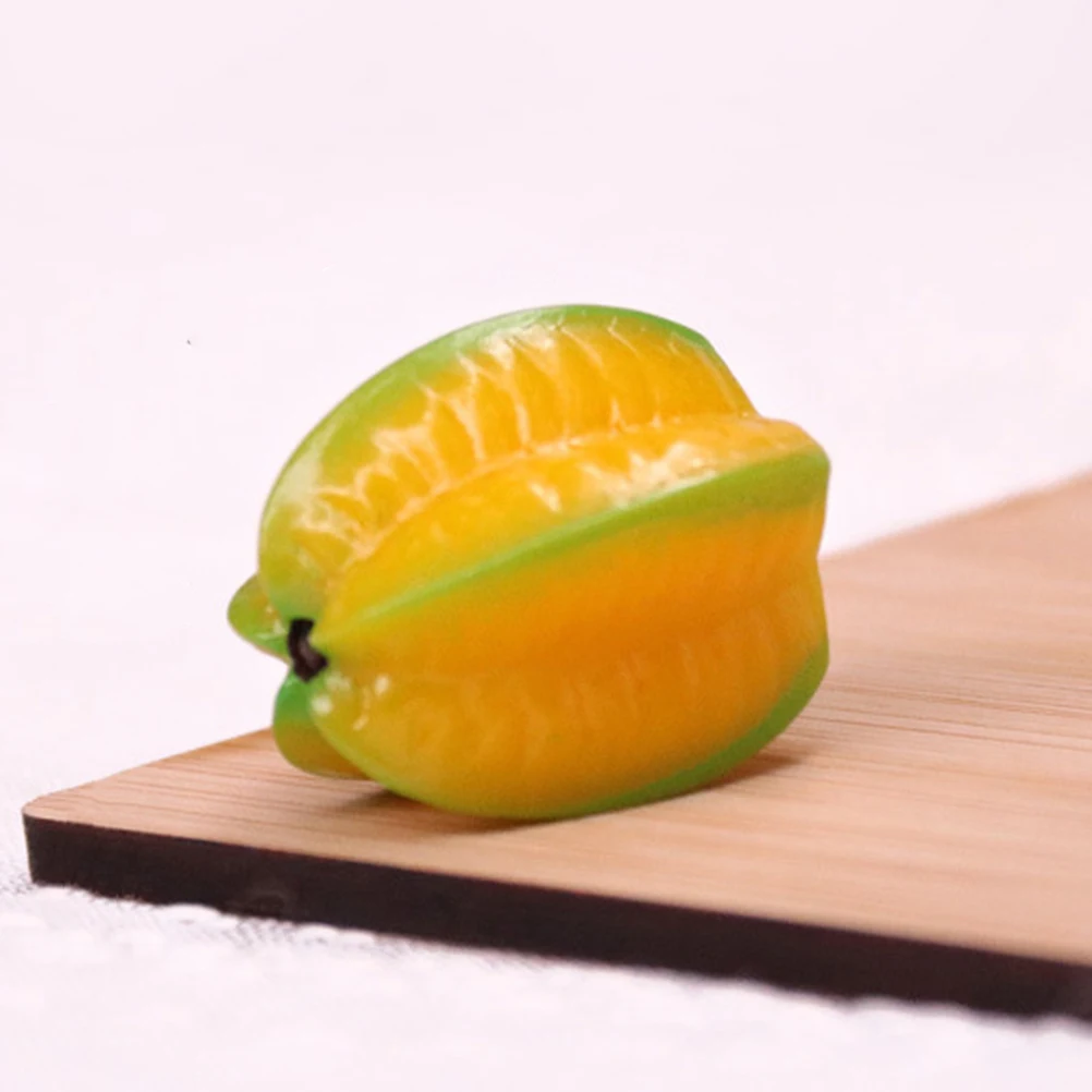 

6 Pcs Carambolas Decorative Miniature Toys Resin Fake Fruit Models Home Small Carambolas Decor Educational Play