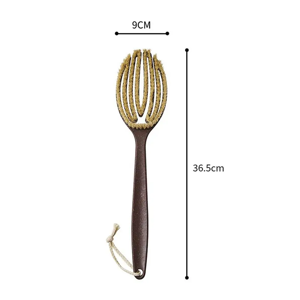 Long Handle Bath Brush With Coconut Fiber And Soft Bristle, Exfoliating Back Scrubber For Shower, Body Wash Tool