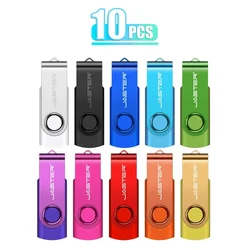 JASTER 10 PCS LOTE USB Flash Drive 128GB Business Gift Pen Drive 64GB Rotatable Memory Stick 32GB Orange USB Stick 16GB Purple