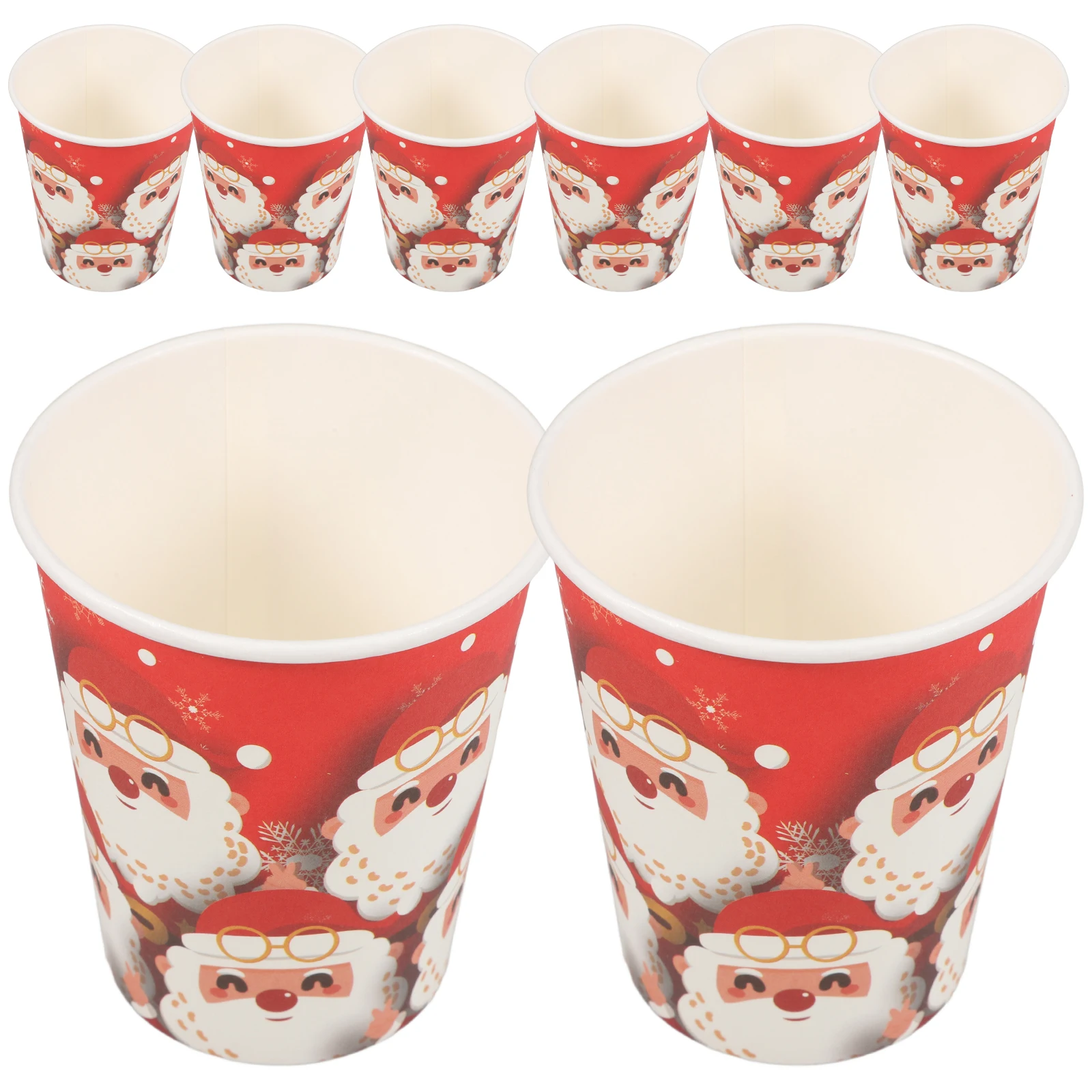 

16pcs Disposable Drink Cups Paper Red 250ml Christmas Party Tea Holiday Durable Winter Beverage Cups Tableware