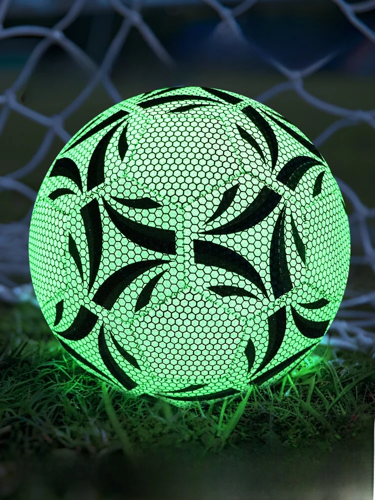 暗闇で光るサッカーボール-蛍光反射材入り-子供用サイズ4と5-中間試験特別トレーニング用-耐摩耗性サッカーボール