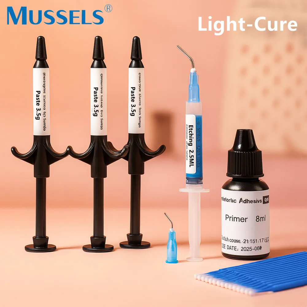 

Dental Bracket Adhesive Set Teeth Light Cure Ortho Bonding Resin Primer Glue Etching Gel for Braces Dentist Material Curing Tool