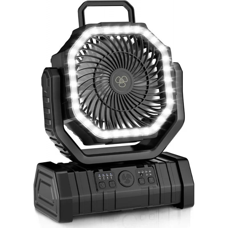 

Portable Fans Rechargeable, 20000mAh Cordless Battery Powered Camping Fan with LED Light & Remote, 4 Speeds Wind