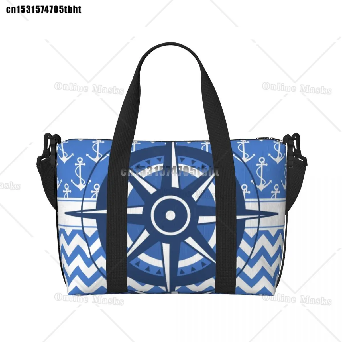 Captain's Compass Tote Bag Women Big Capacity Nautical Anchor Sailing Sailor Gym Beach Travel Bags