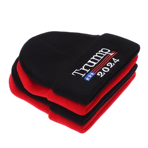 Donald Trump with American flag knitted hat, melon cap, hat, skull, hot, winter, campaign, 2024 10 Main Sales Donald Trump Cap - №4